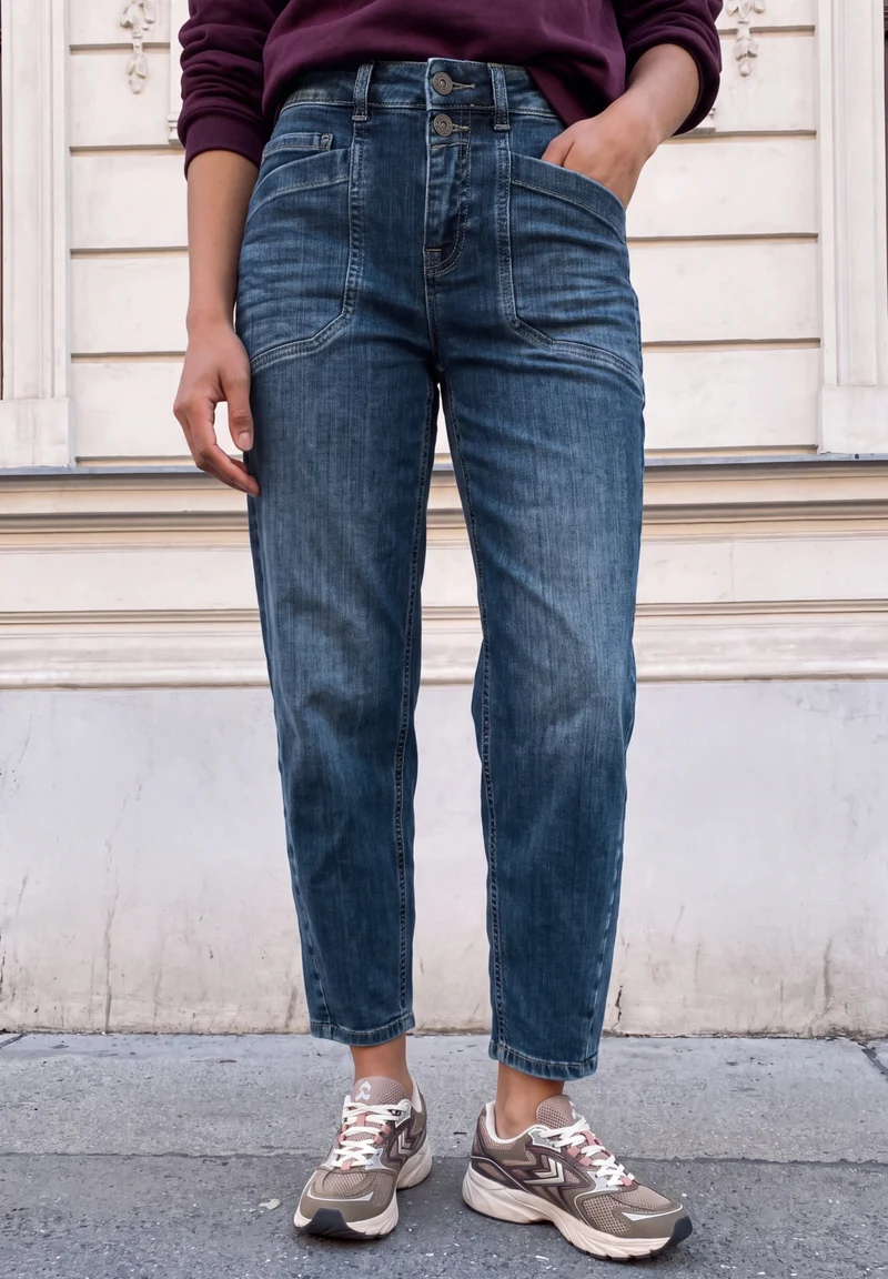 QR Studio Style Cleo Barrel Fi, mid blue random washed