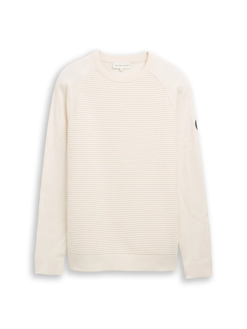 ottoman structured crew neck k, Gardenia White