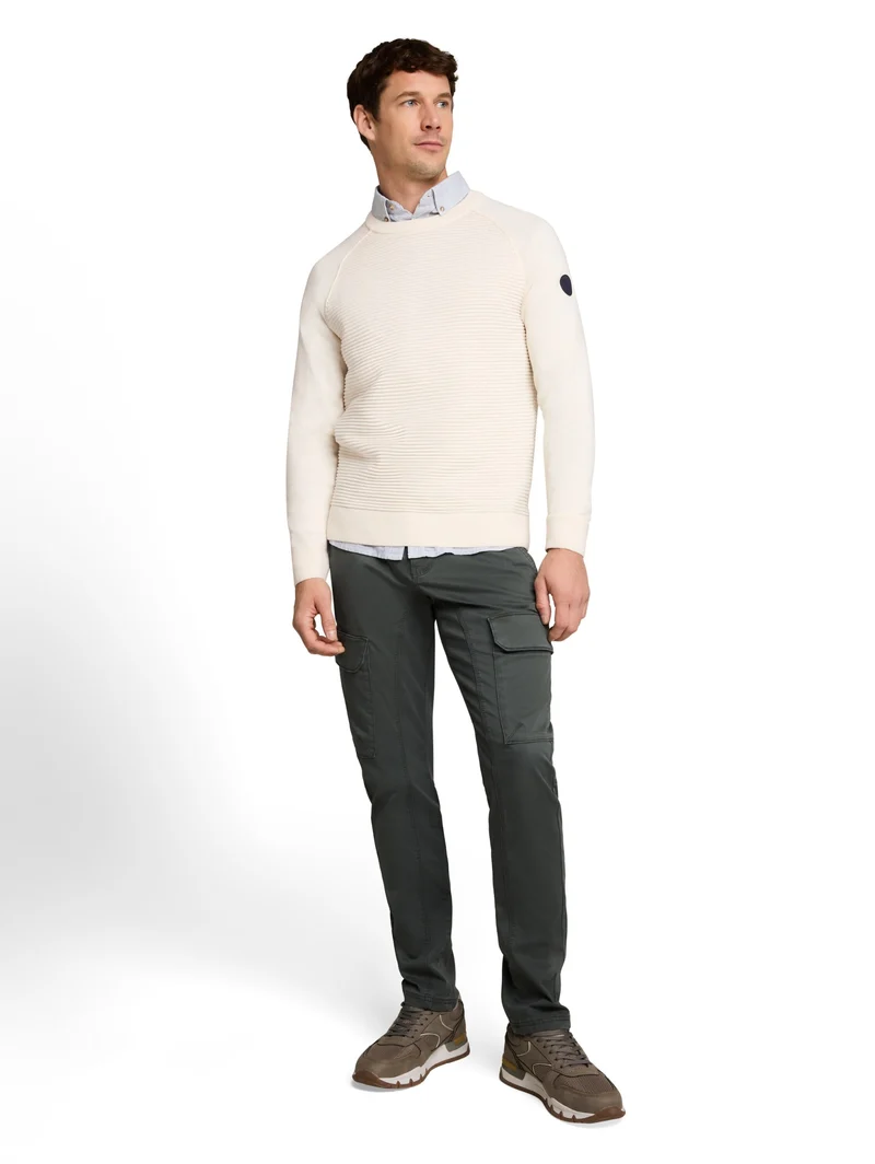 ottoman structured crew neck k, Gardenia White