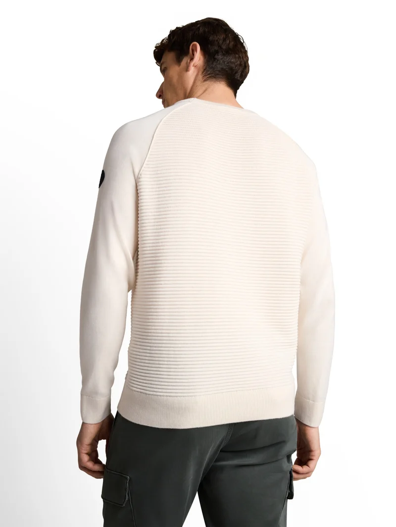 ottoman structured crew neck k, Gardenia White