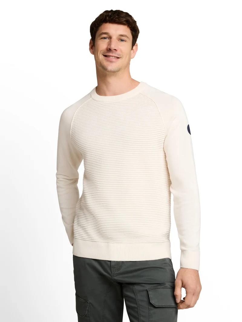 ottoman structured crew neck k, Gardenia White