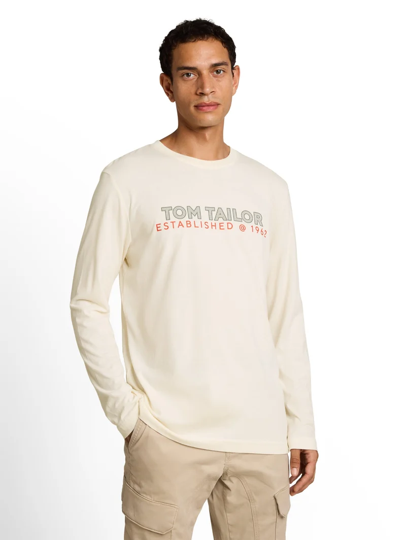 printed longsleeve, Gardenia White