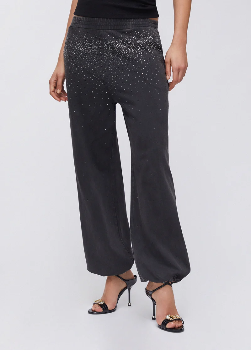Faded Jersey Trousers with Rhinestones
