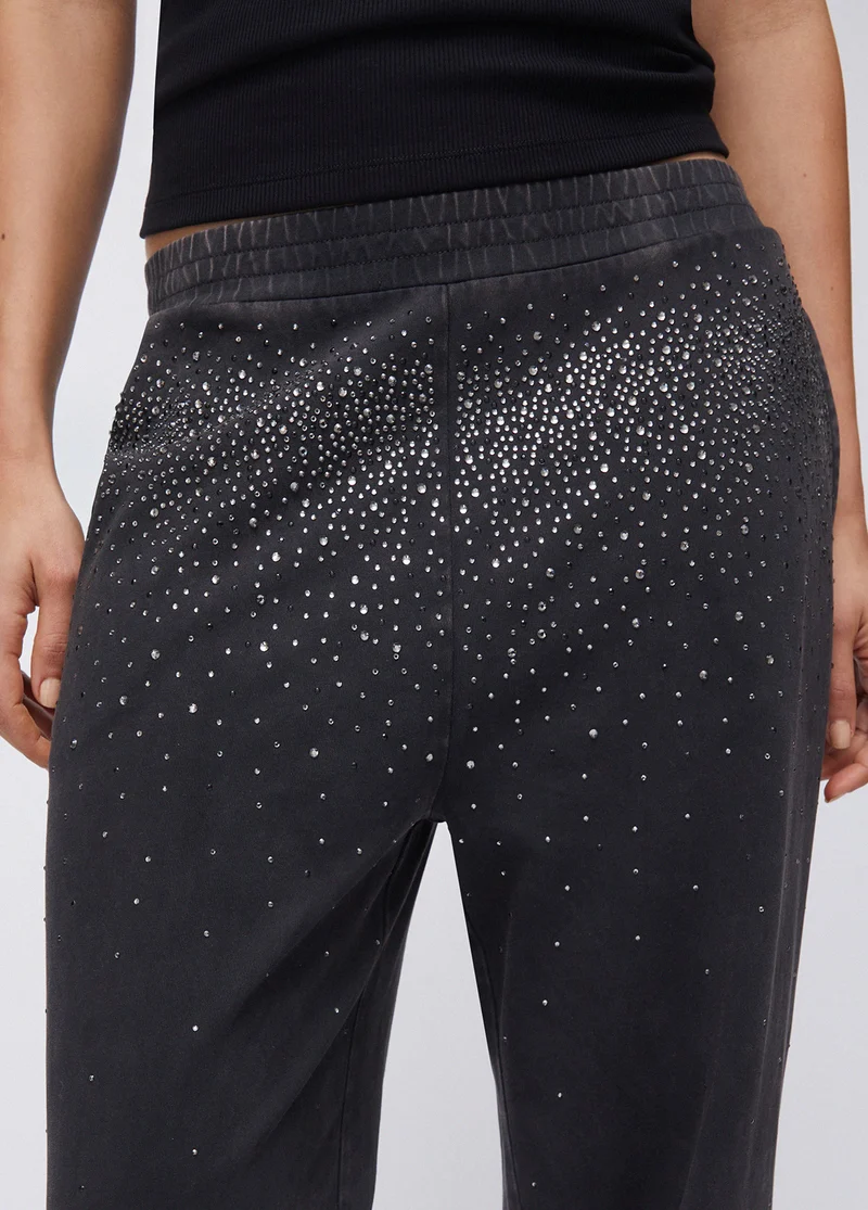 Faded Jersey Trousers with Rhinestones