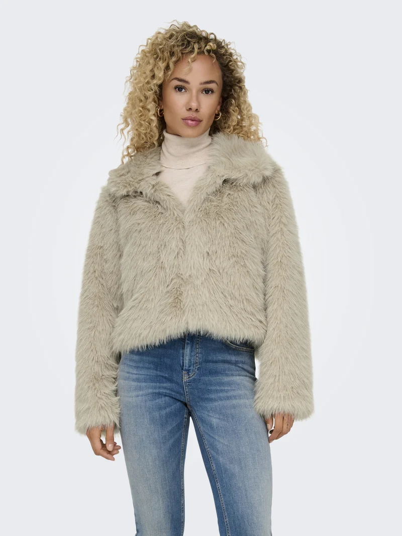 ONLMANNY FAUX FUR JACKET OTW NOOS, Pumice Stone