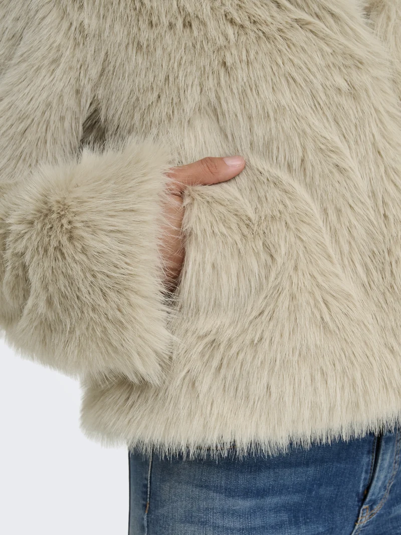 ONLMANNY FAUX FUR JACKET OTW NOOS, Pumice Stone