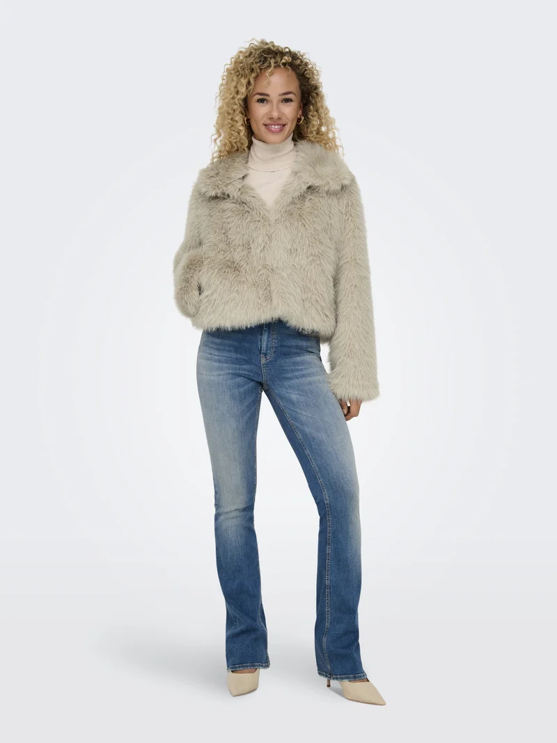 ONLMANNY FAUX FUR JACKET OTW NOOS, Pumice Stone