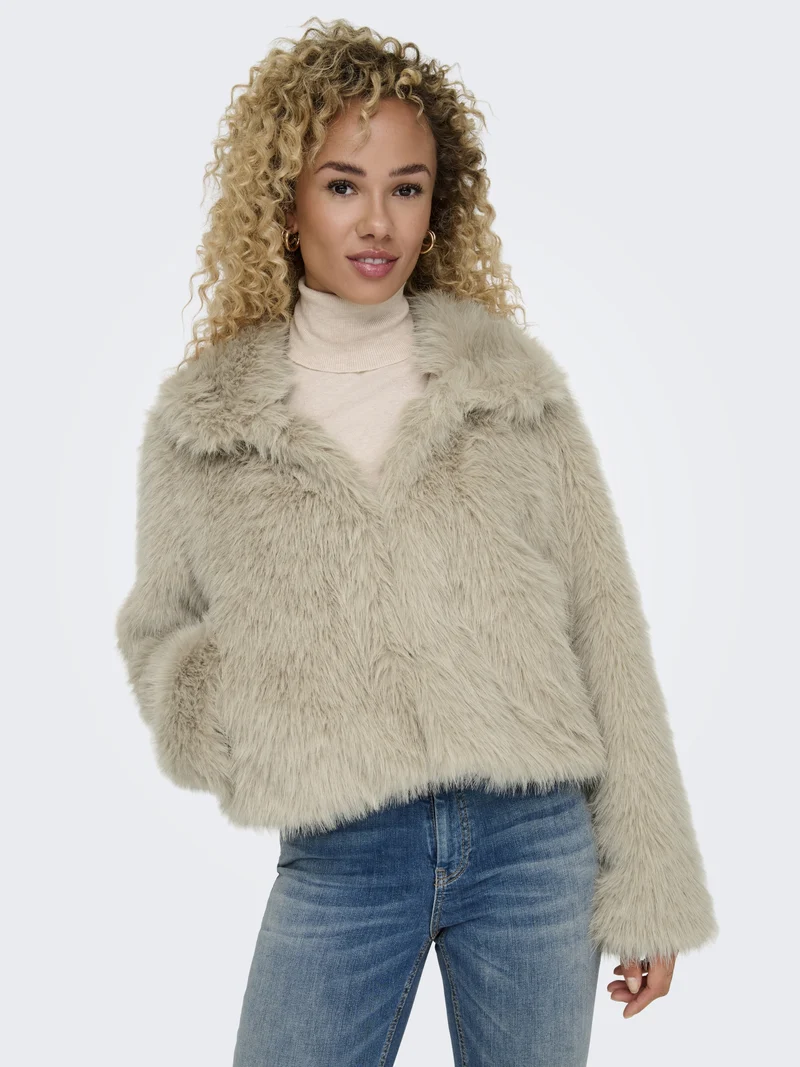 ONLMANNY FAUX FUR JACKET OTW NOOS, Pumice Stone