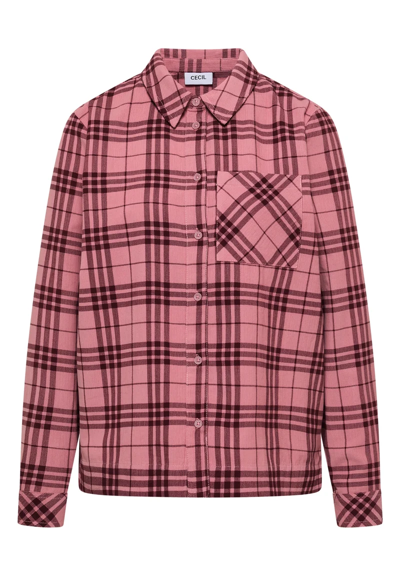 TOS Check Corduroy Blouse, velvet rose