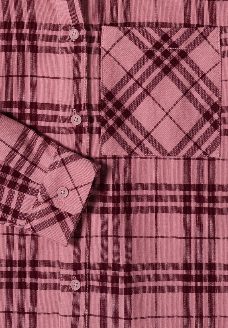 TOS Check Corduroy Blouse, velvet rose