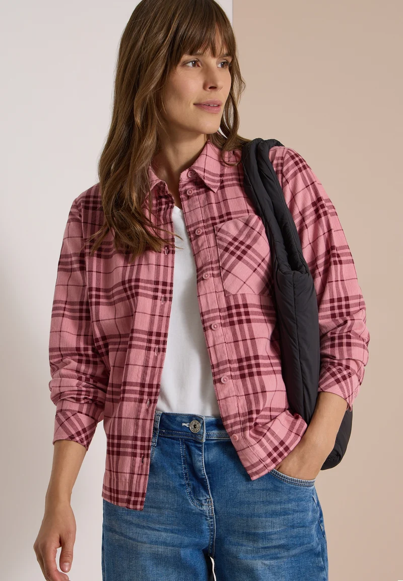 TOS Check Corduroy Blouse, velvet rose