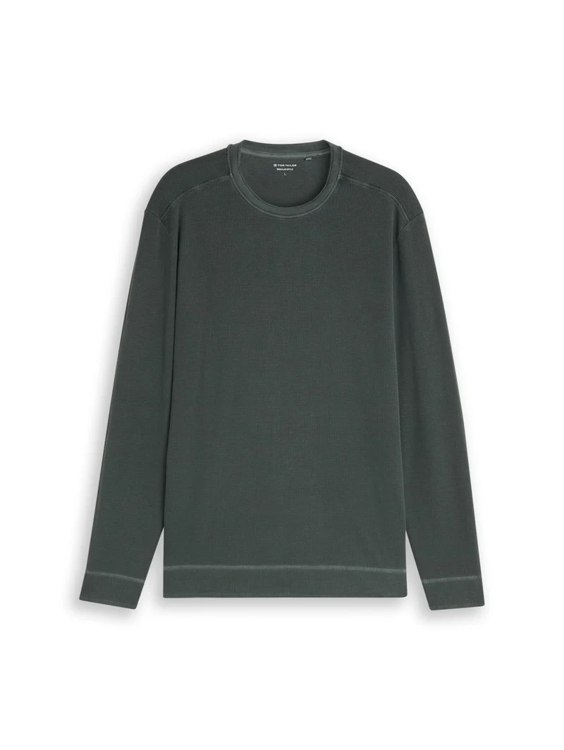 structured garment dye longsle, Darkest Olive