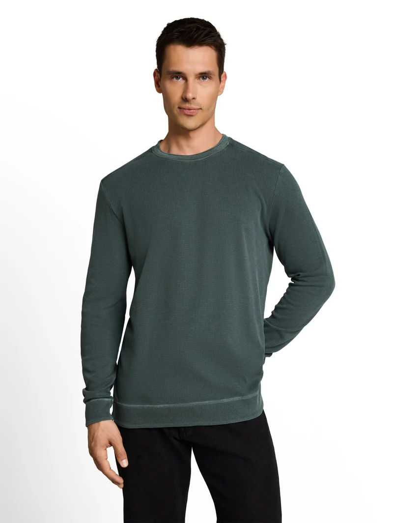 structured garment dye longsle, Darkest Olive