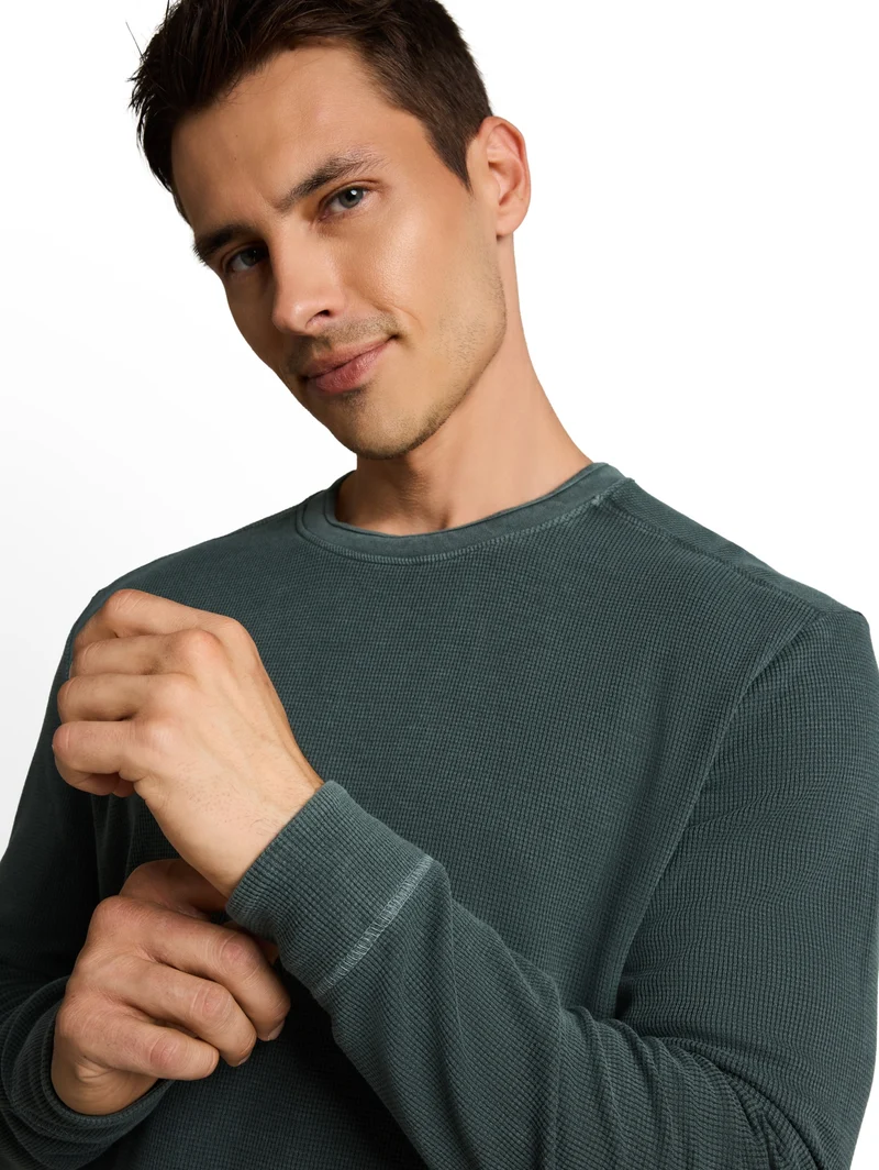 structured garment dye longsle, Darkest Olive