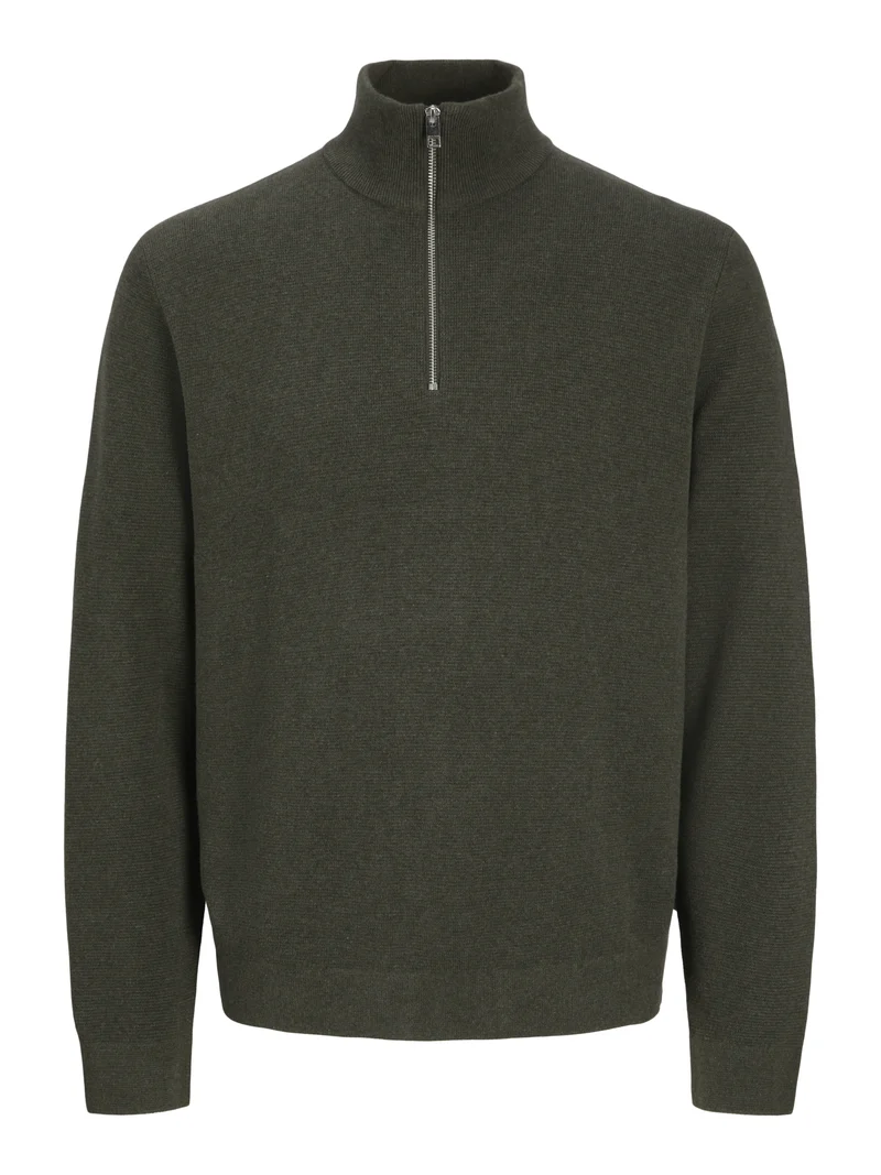 JJMILANO STITCH KNIT HALF ZIP SN, Rosin/Melange