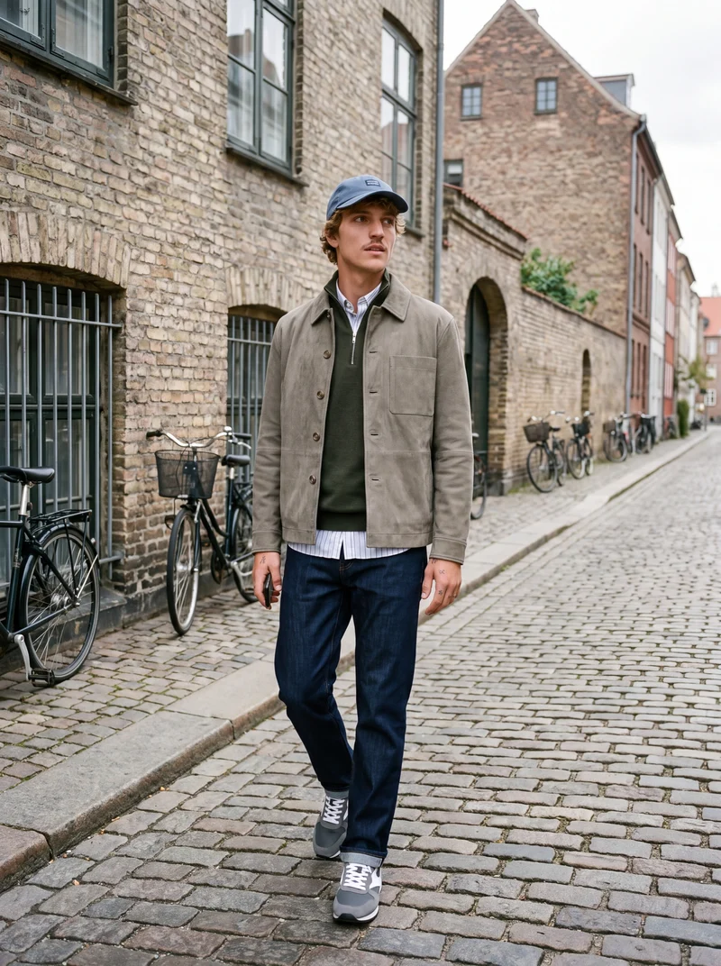 JJMILANO STITCH KNIT HALF ZIP SN, Rosin/Melange