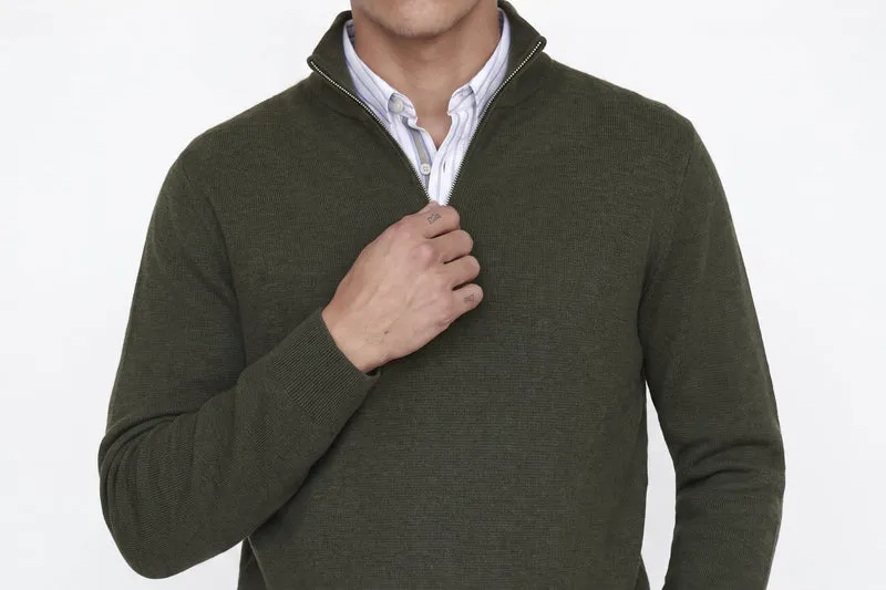 JJMILANO STITCH KNIT HALF ZIP SN, Rosin/Melange