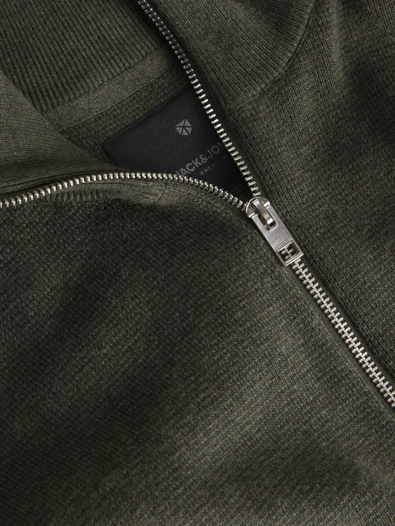 JJMILANO STITCH KNIT HALF ZIP SN, Rosin/Melange