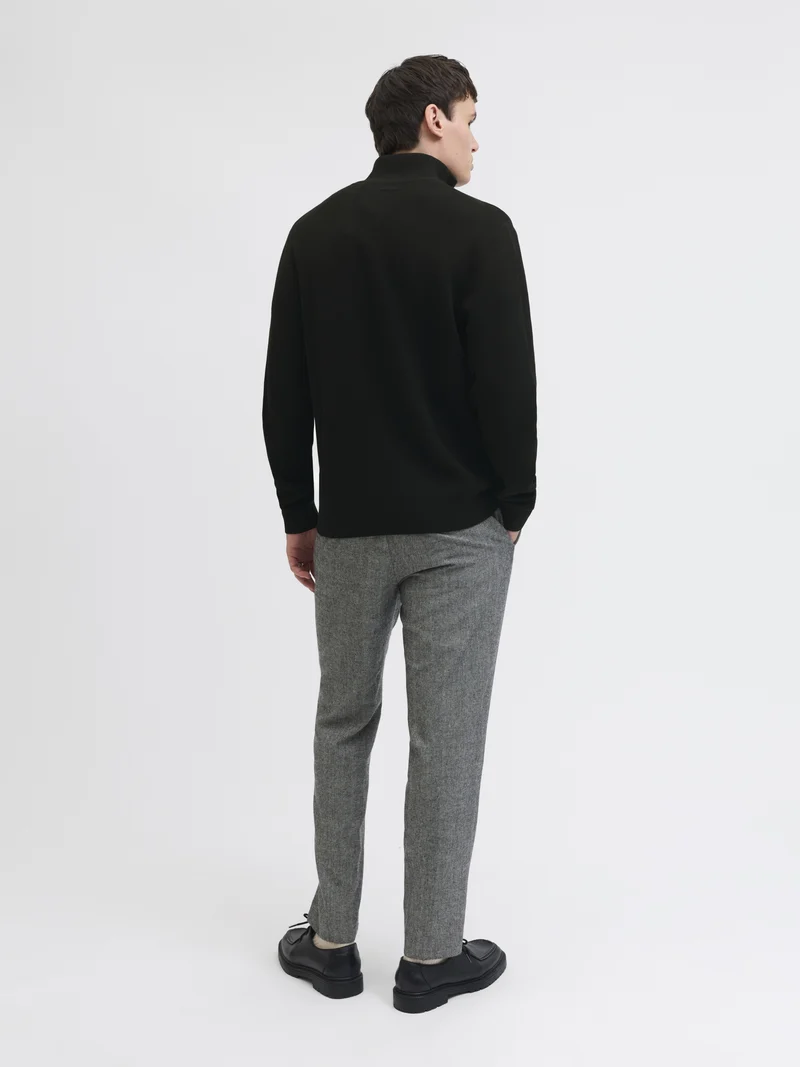 JJMILANO STITCH KNIT HALF ZIP SN, Black