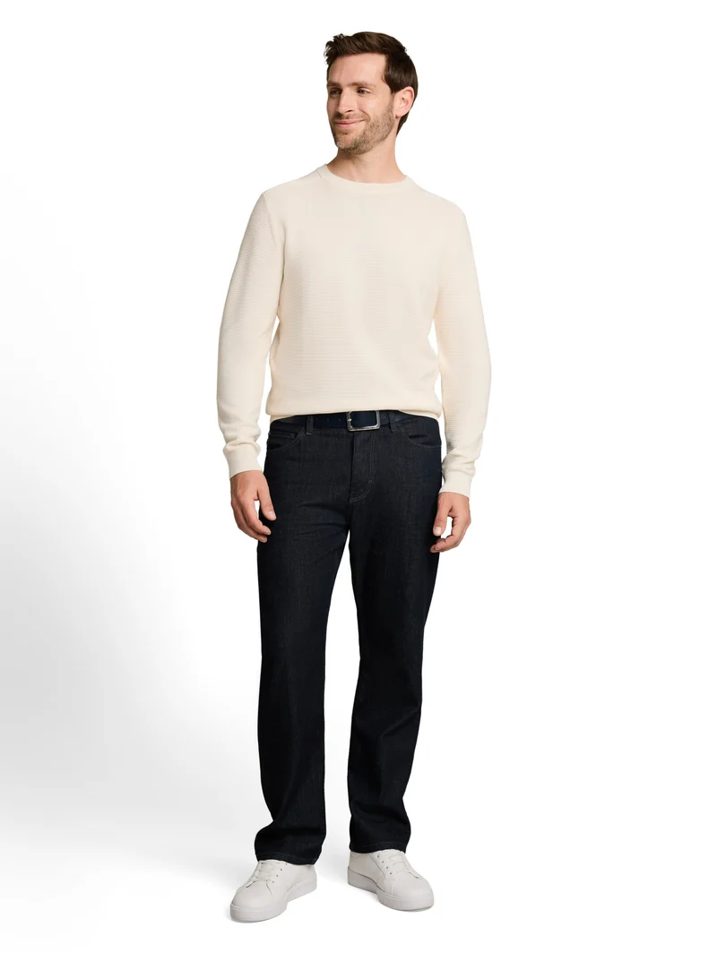 structured crew neck knit, Gardenia White