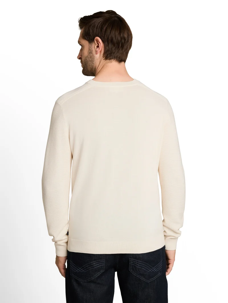 structured crew neck knit, Gardenia White