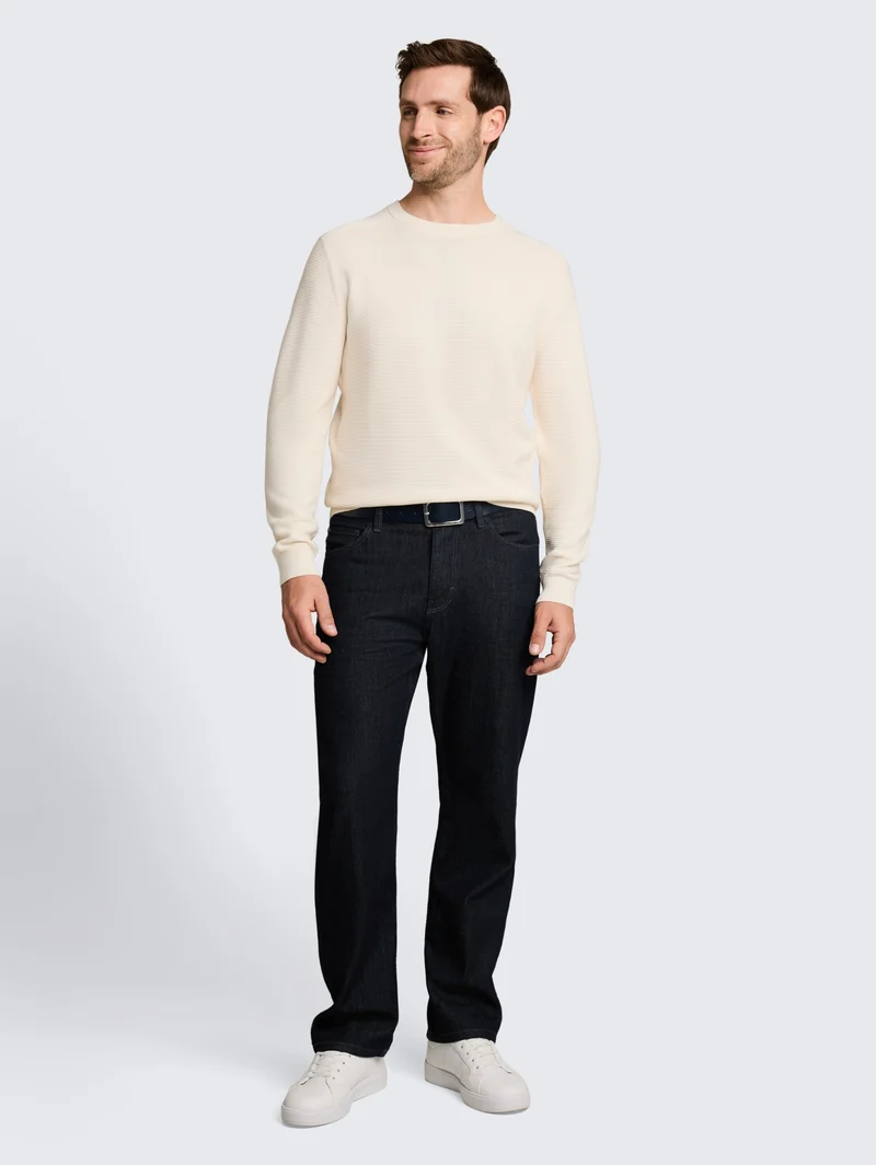 structured crew neck knit, Gardenia White