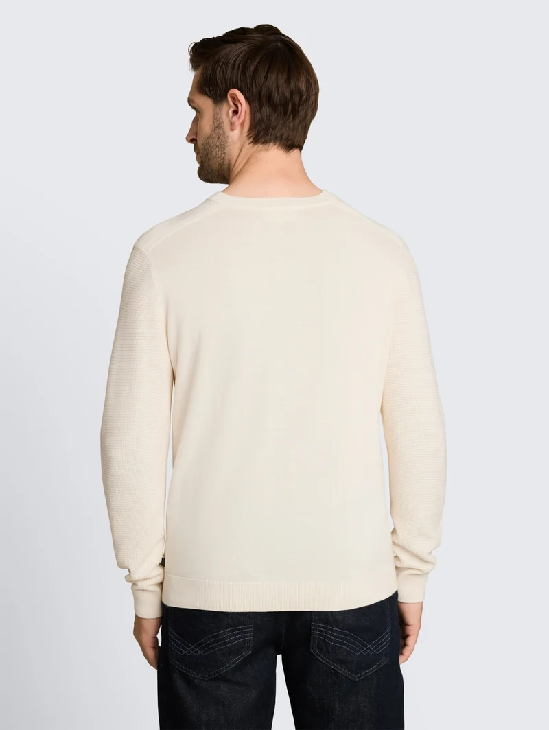 structured crew neck knit, Gardenia White