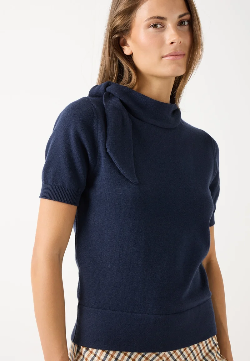 Pullover with Neck-Detail, classic blue