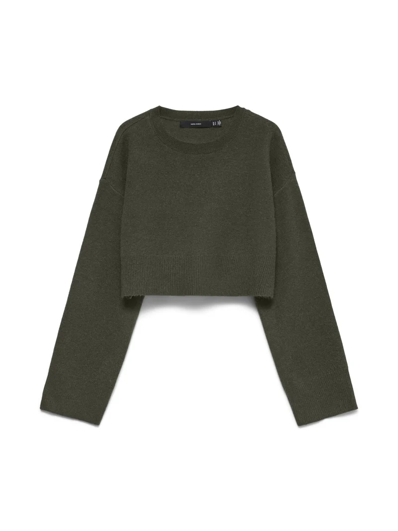 VMJACE LS O-NECK CROP PULLOVER, Forest Night