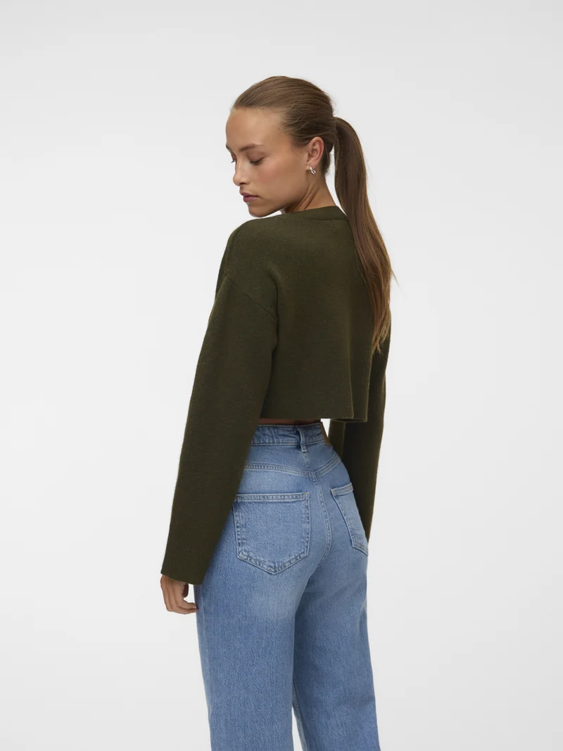 VMJACE LS O-NECK CROP PULLOVER, Forest Night