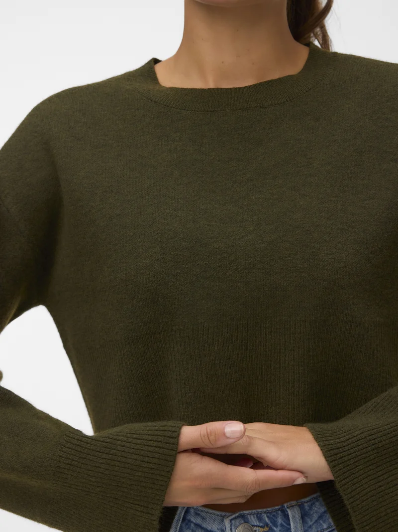VMJACE LS O-NECK CROP PULLOVER, Forest Night
