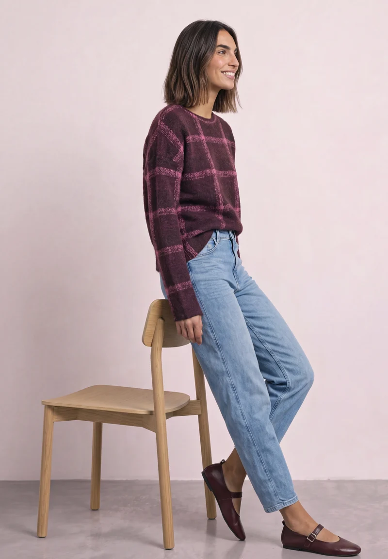 LTD QR soft multi color check, rustic rouge