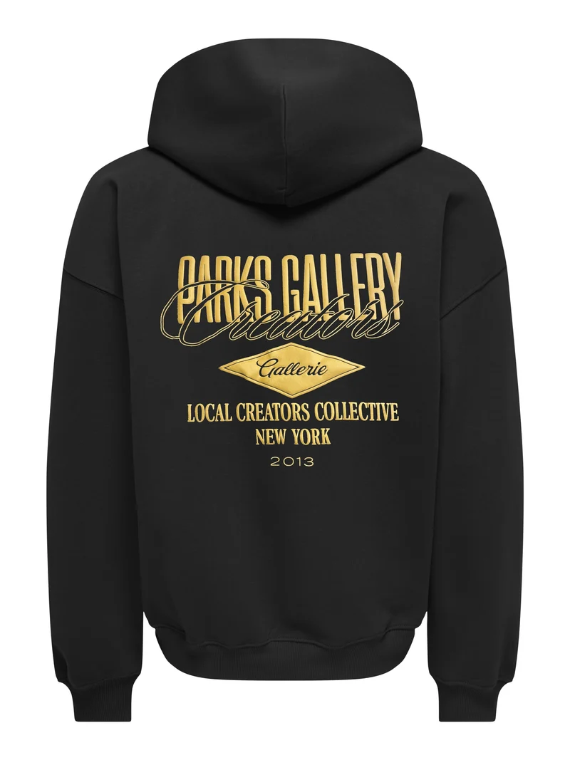 ONSPARKS GALLERY RLX SWEAT HOODIE, Black/LOCAL CREATORS MUSTARD GOLD
