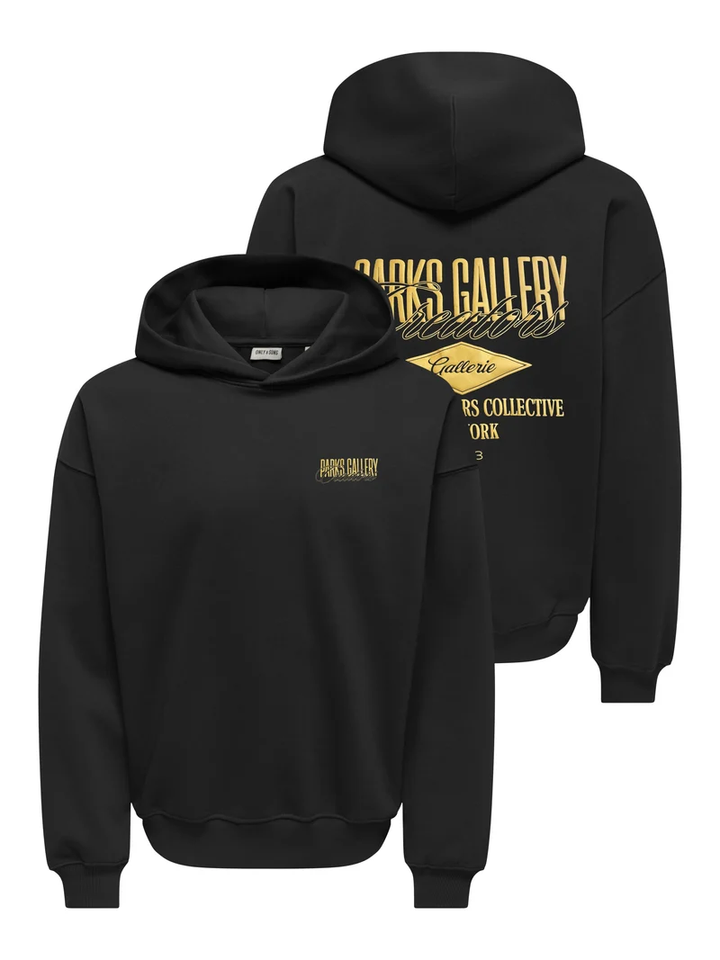 ONSPARKS GALLERY RLX SWEAT HOODIE, Black/LOCAL CREATORS MUSTARD GOLD