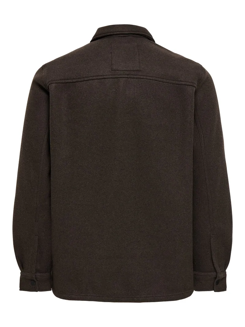 ONSASH OVR WOOLEN LOOK PKT LS SHIRT, Demitasse/MELANGE