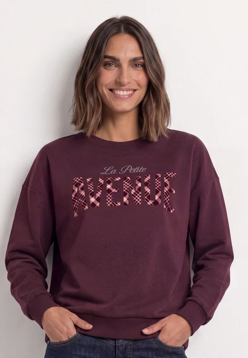 part print shirt, rustic rouge