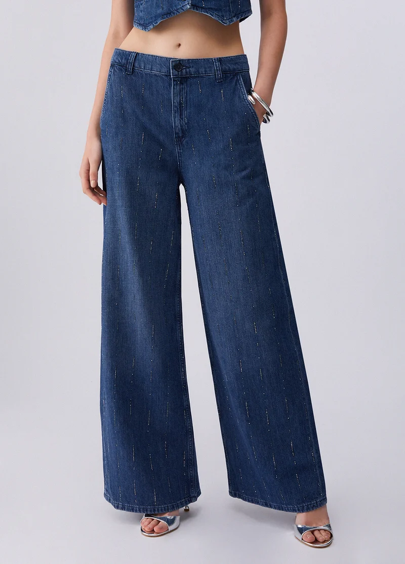 Flared Jeans with Rhinestones