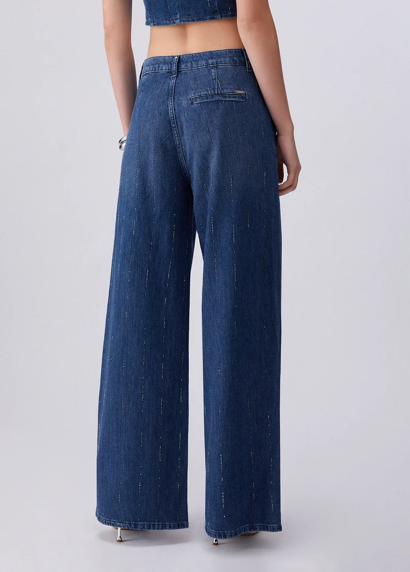 Flared Jeans with Rhinestones
