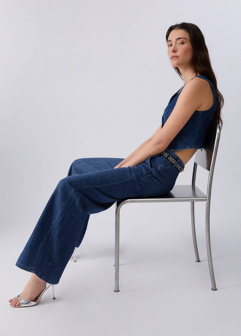 Flared Jeans with Rhinestones