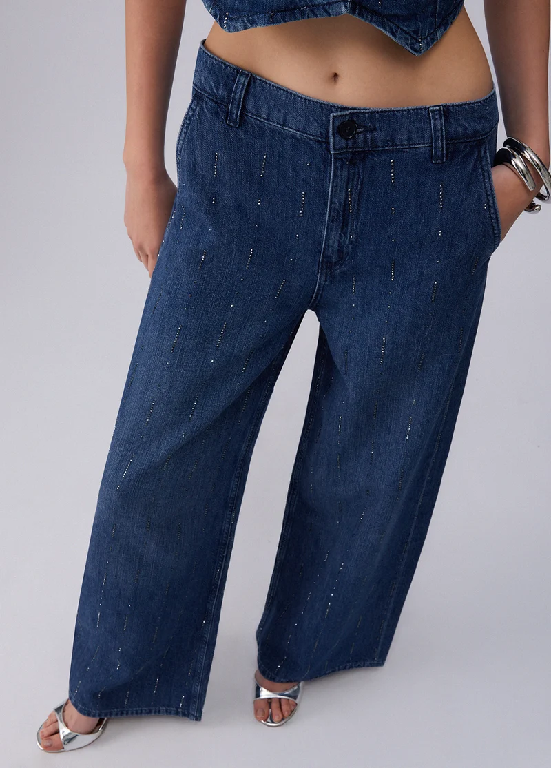 Flared Jeans with Rhinestones