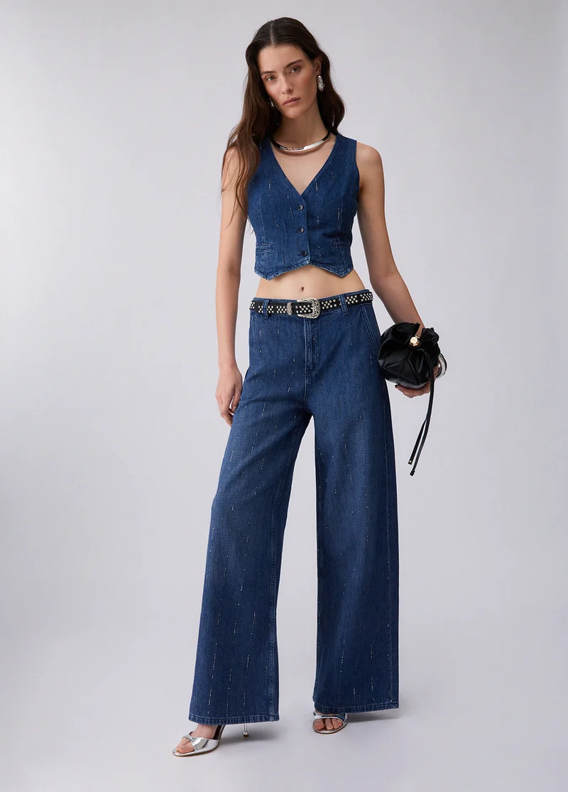 Flared Jeans with Rhinestones
