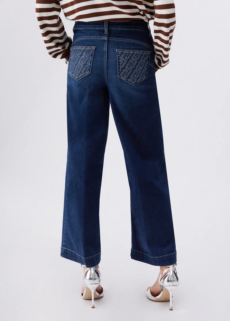 Flared Jeans with Rhinestones