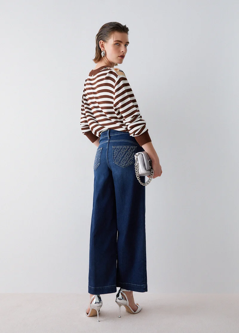 Flared Jeans with Rhinestones