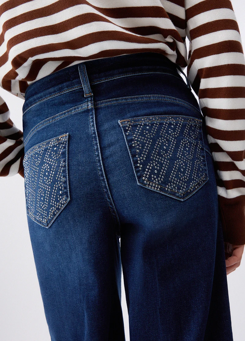 Flared Jeans with Rhinestones