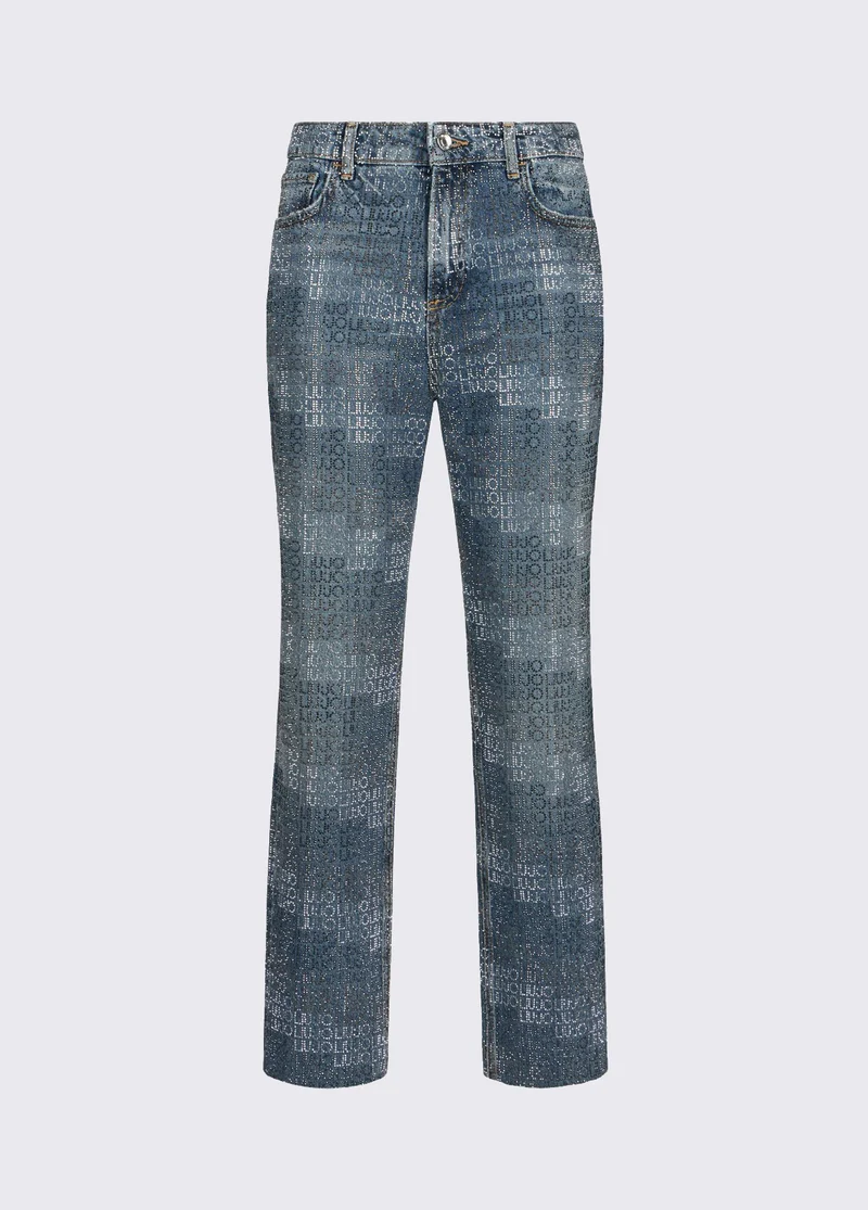 Straight-Leg Jeans with Rhinestones