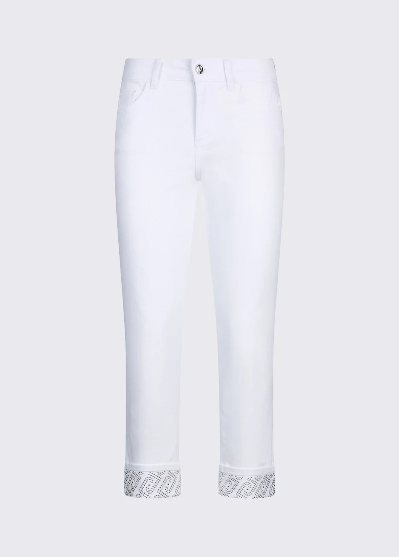Skinny Trousers with Turnups and Gemstones