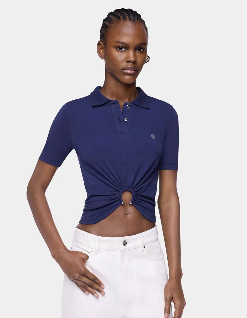 Cropped Polo-Shirt mit Ringdetail