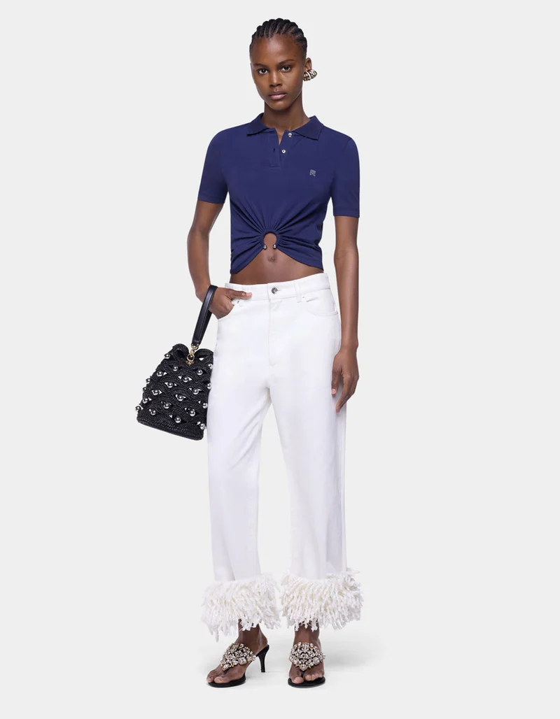 Cropped Polo-Shirt mit Ringdetail