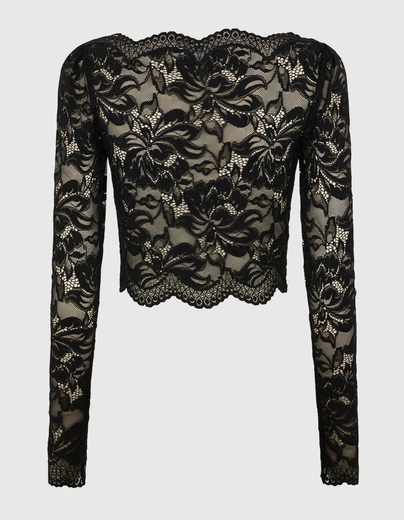 Cropped Spitzen-Longsleeve
