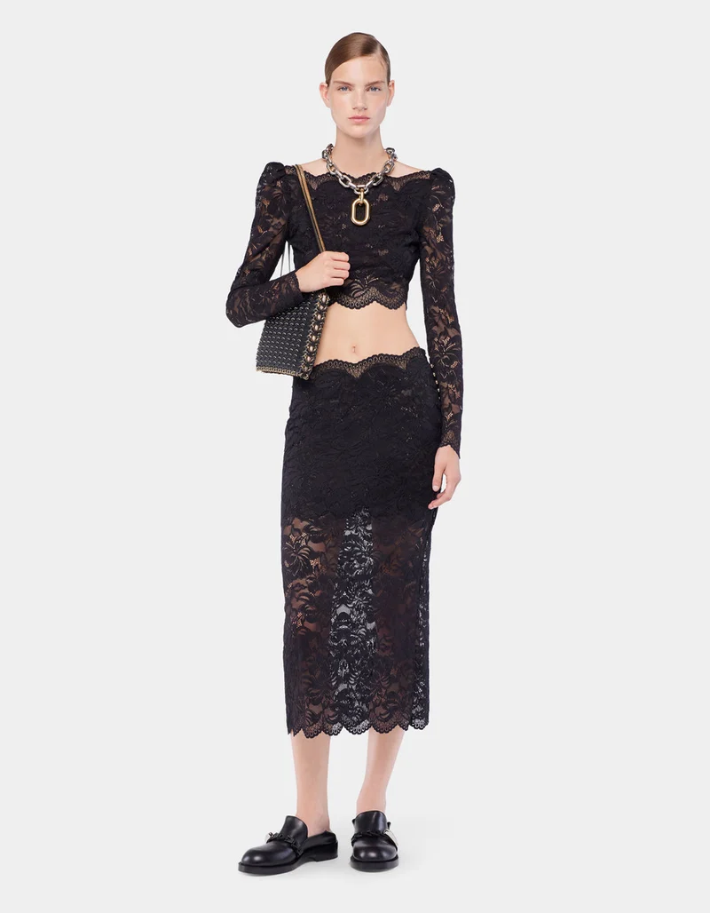 Cropped Spitzen-Longsleeve